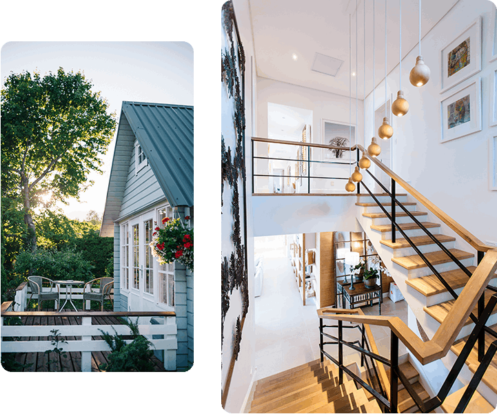 A Tranquil Residential Home and Staircase of a Private House With Modern Stair